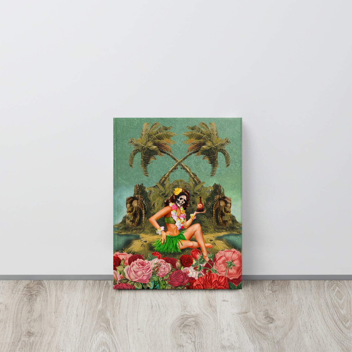 Skele Tiki Girl on Thin canvas