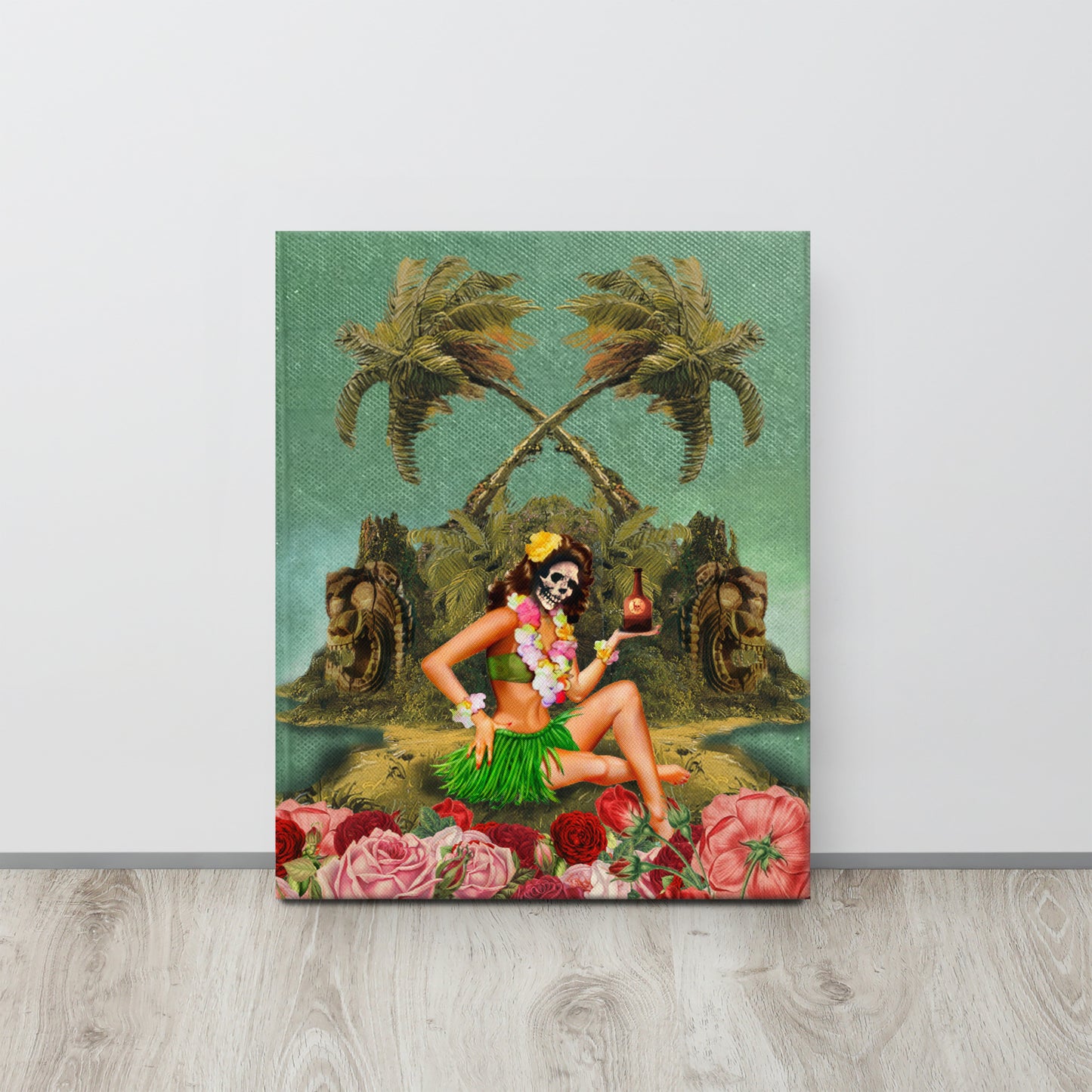 Skele Tiki Girl on Thin canvas