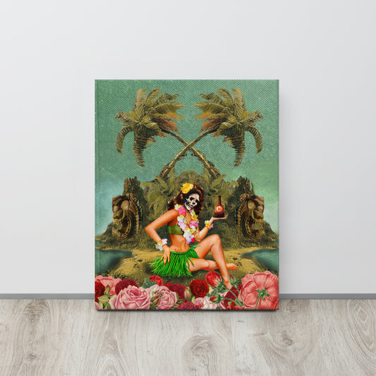 Skele Tiki Girl on Thin canvas