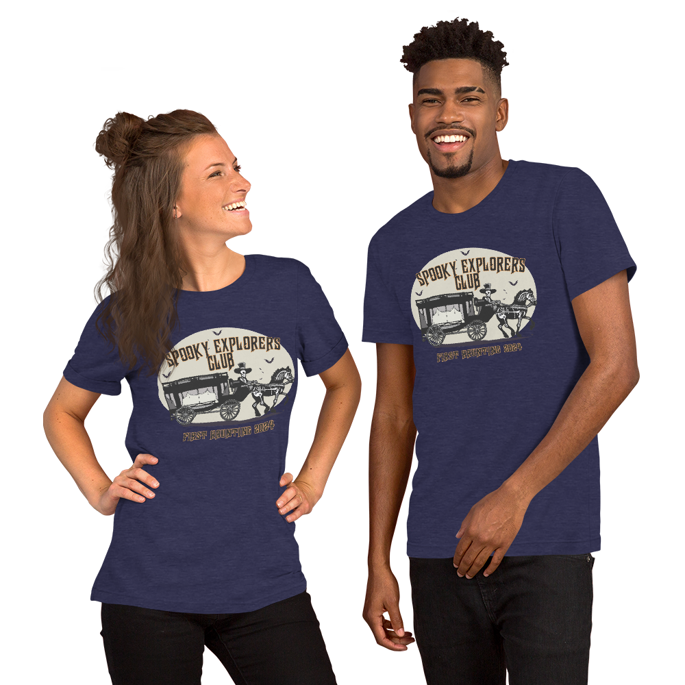 Spooky Explorers Club First Haunting Unisex t-shirt