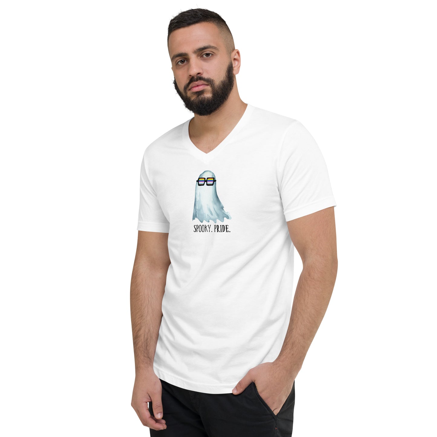 Spooky Pride Unisex Short Sleeve V-Neck T-Shirt