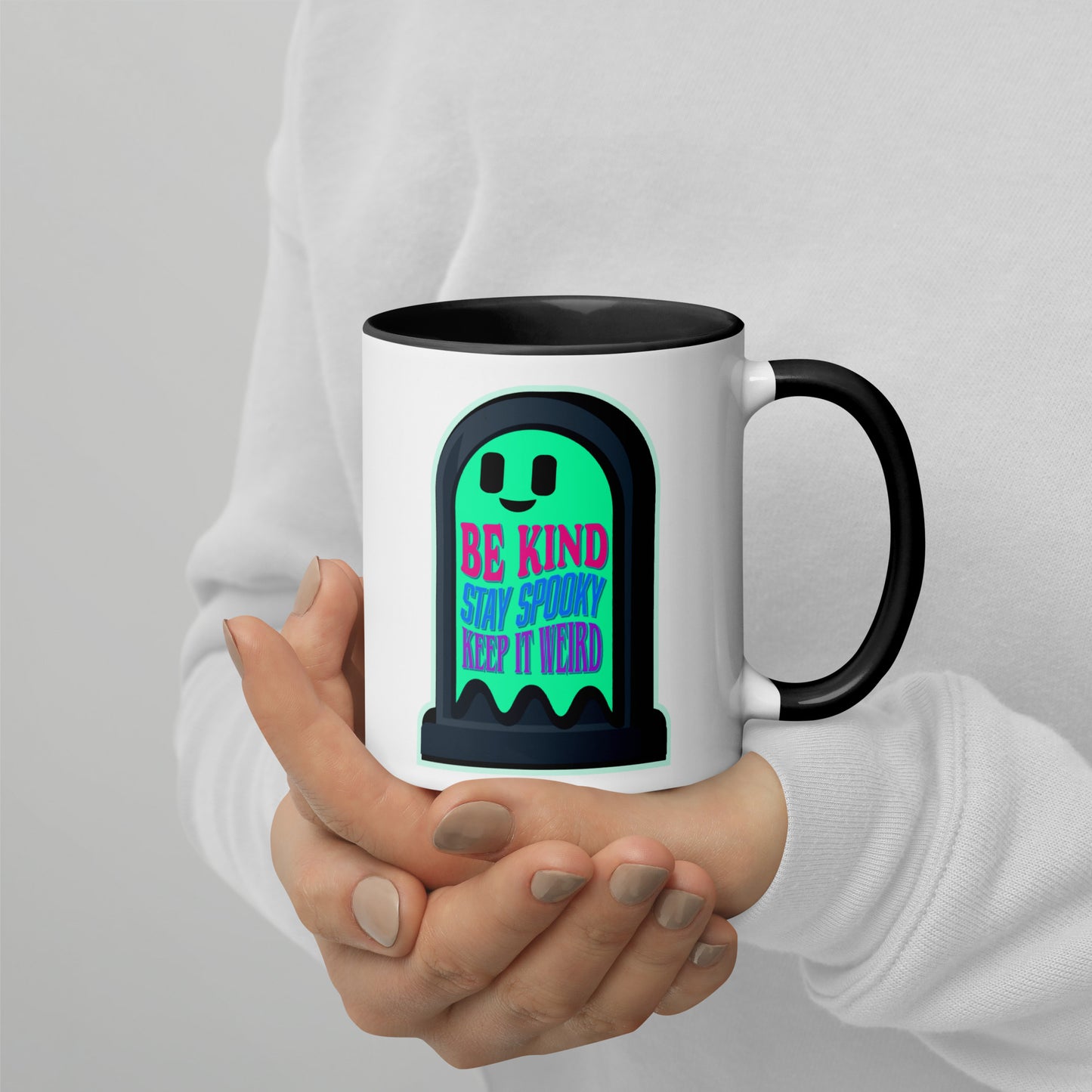 Be Kind Stay Spooky Keep It Weird Mug with Color Inside