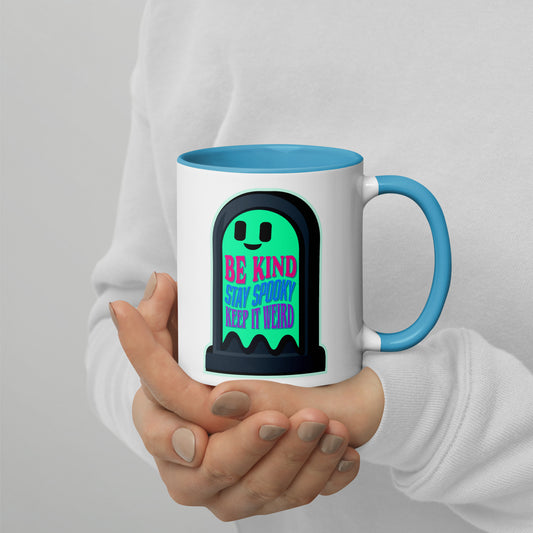 Be Kind Stay Spooky Keep It Weird Mug with Color Inside