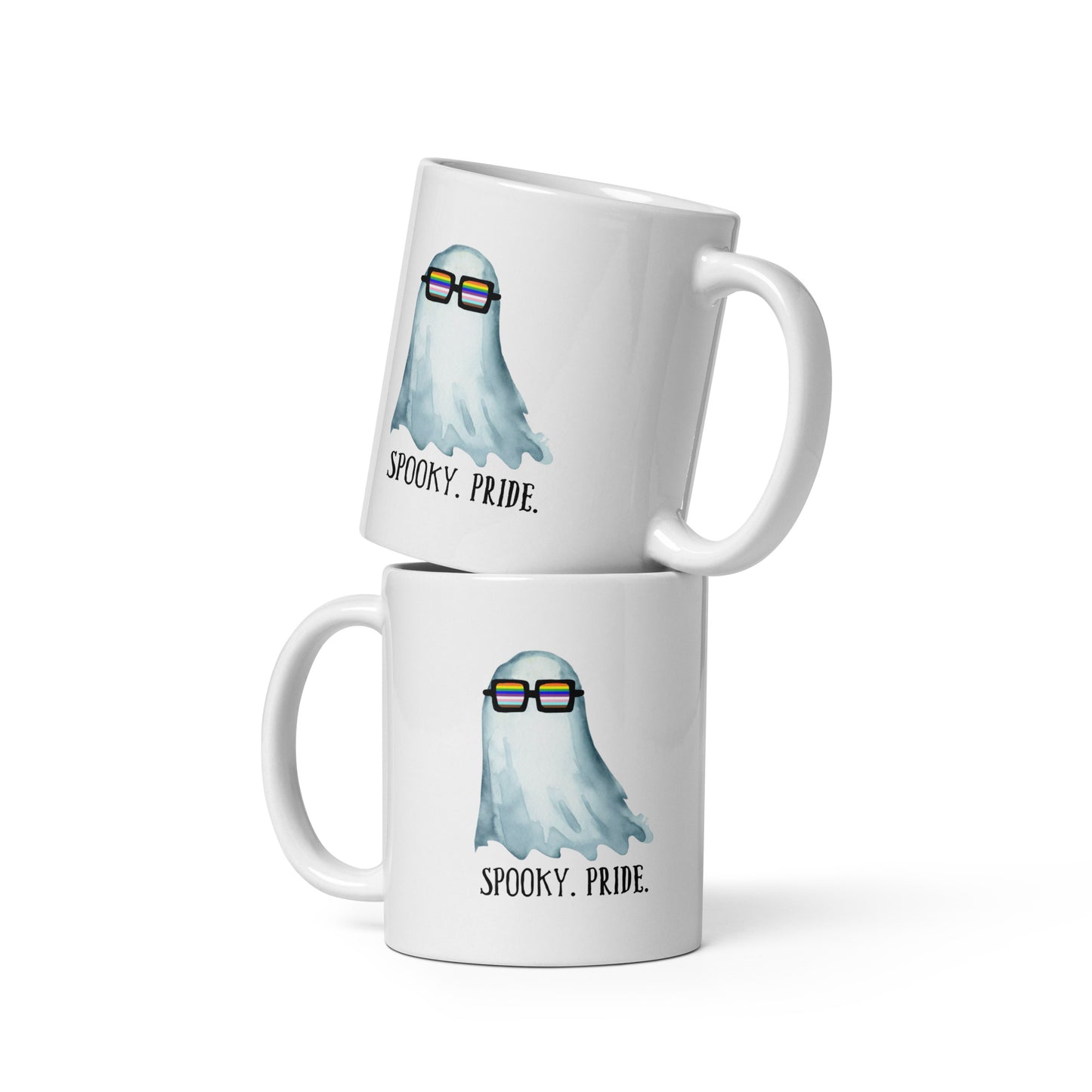 Spooky Pride White glossy mug