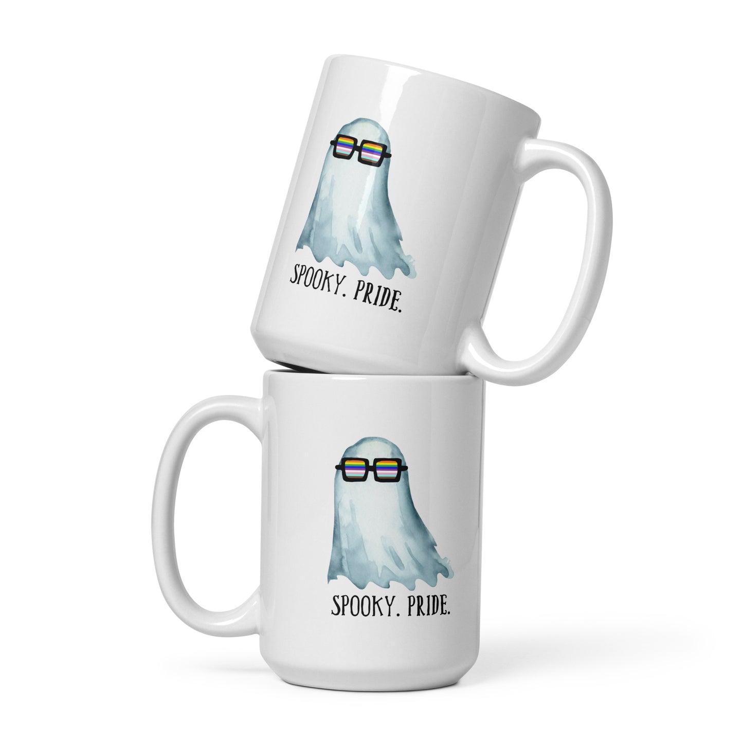 Spooky Pride White glossy mug