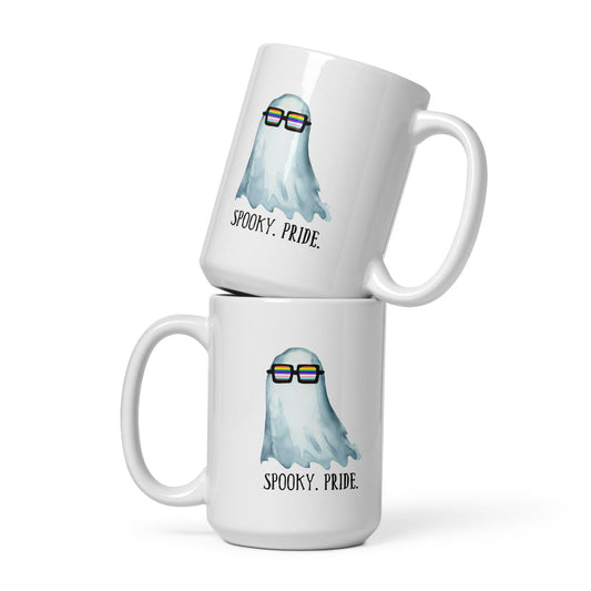 Spooky Pride White glossy mug