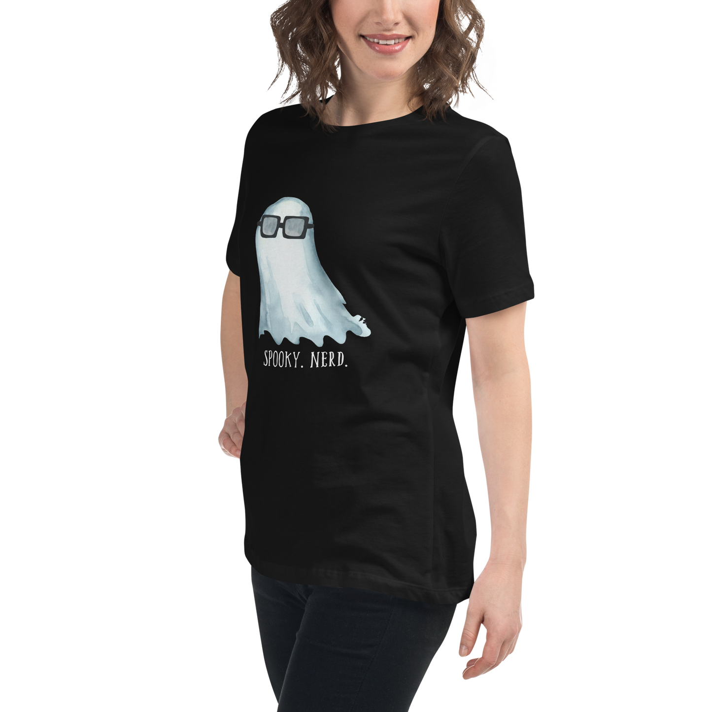 Spooky Nerd Women's Relaxed T-Shirt (white text)