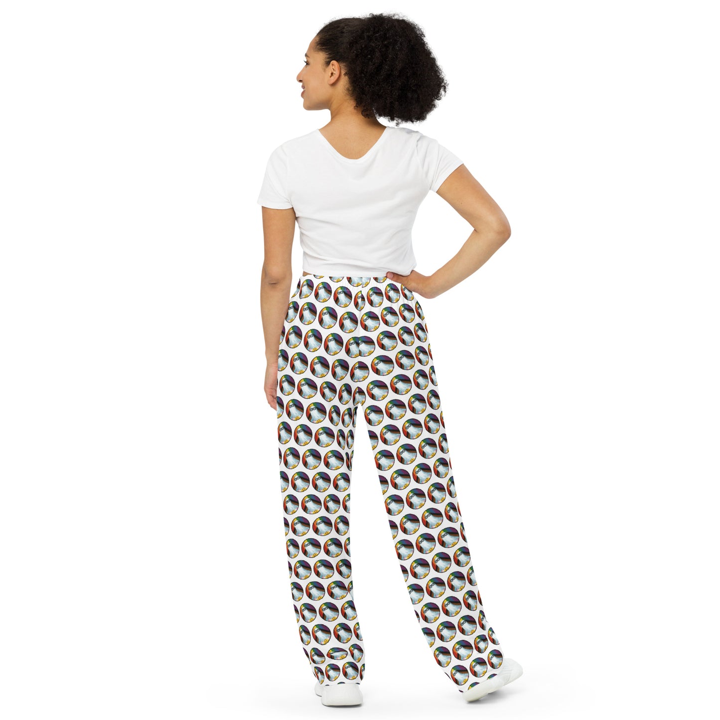 Spooky Pride All-over print unisex wide-leg pants (White)