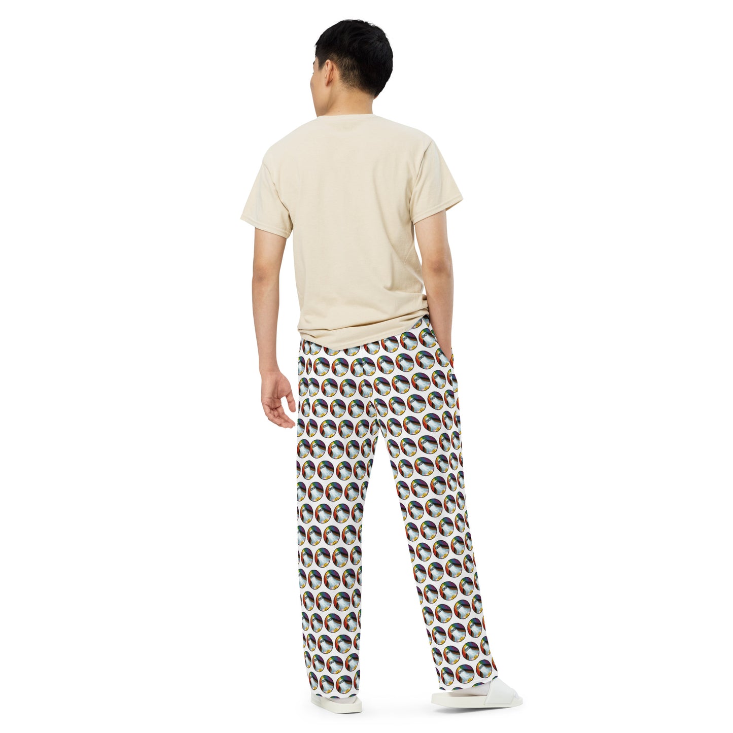 Spooky Pride All-over print unisex wide-leg pants (White)