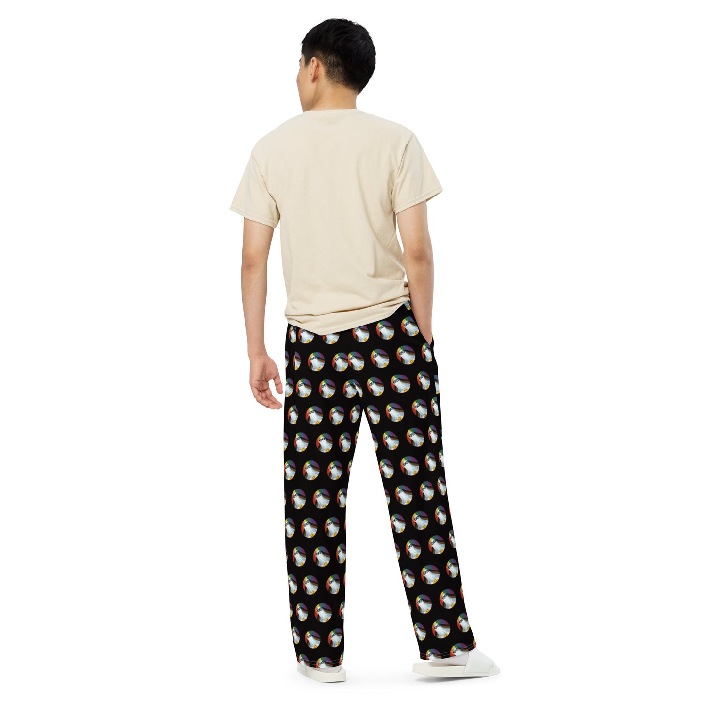 Spooky Pride All-over print unisex wide-leg pants (Black)