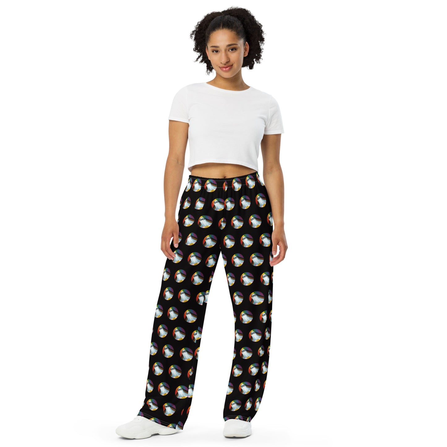 Spooky Pride All-over print unisex wide-leg pants (Black)