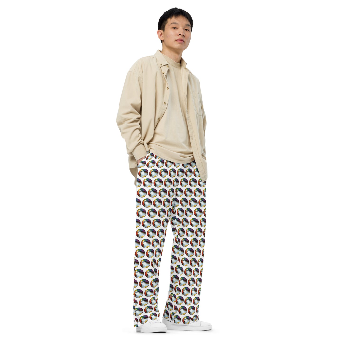 Spooky Pride All-over print unisex wide-leg pants (White)