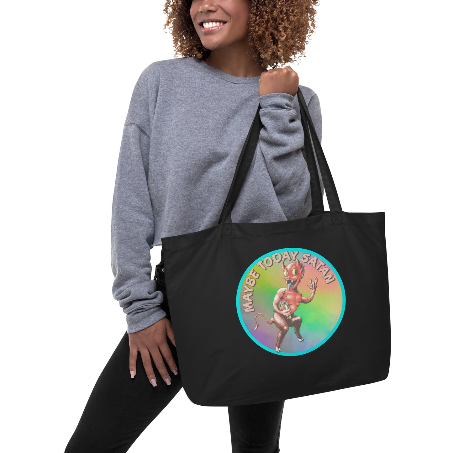 Maybe Today Satan Large organic tote bag