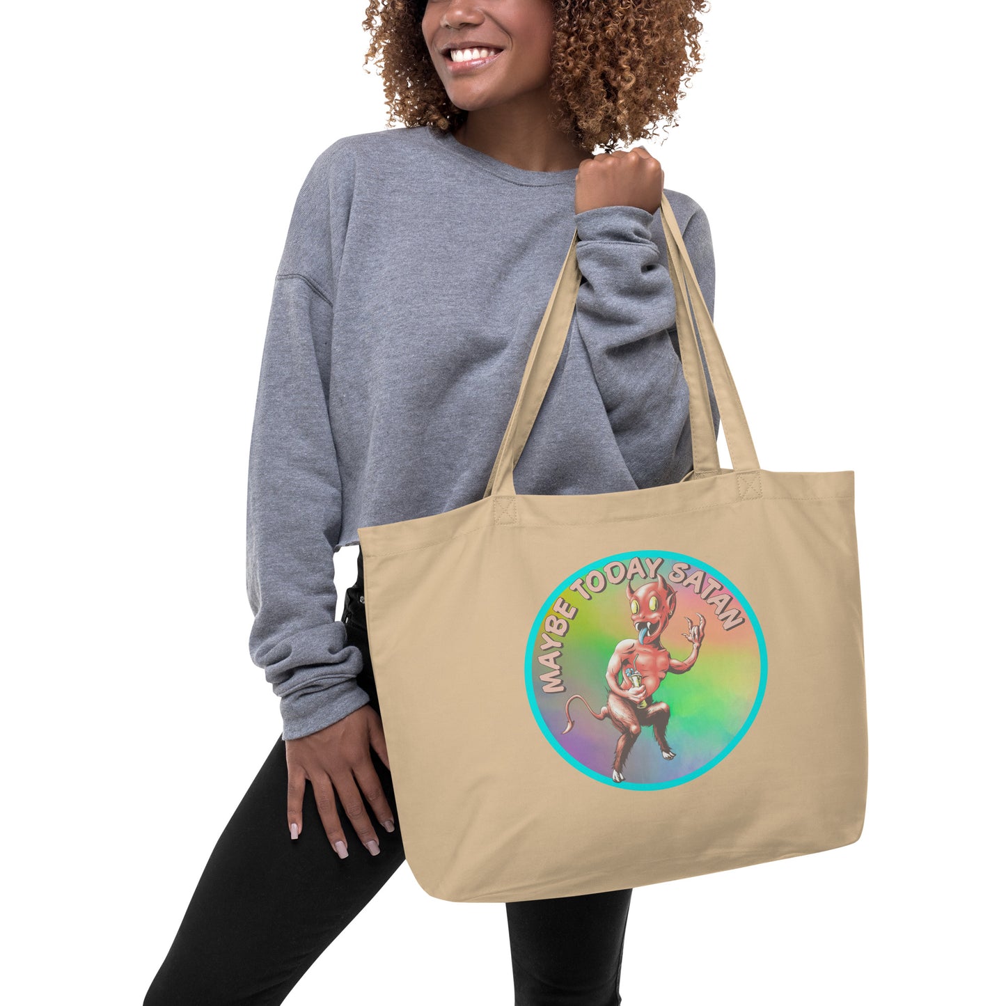 Maybe Today Satan Large organic tote bag