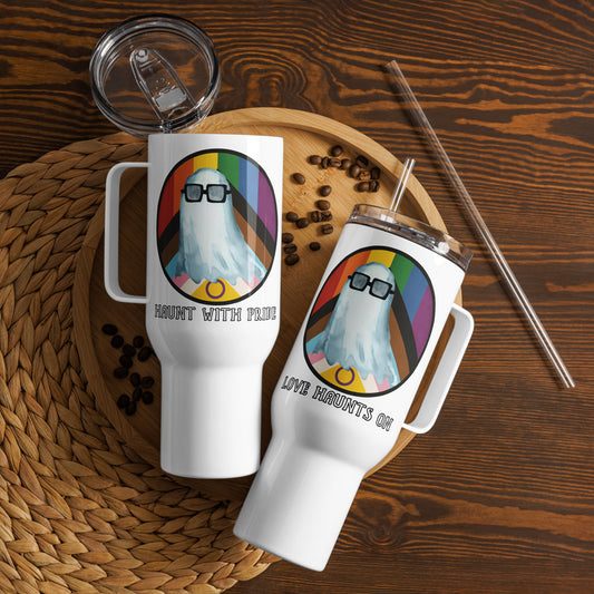 Spooky Pride Two-Sided Travel mug with a handle
