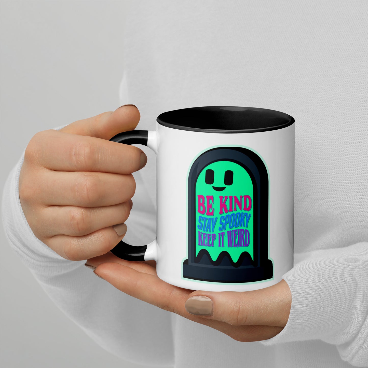 Be Kind Stay Spooky Keep It Weird Mug with Color Inside