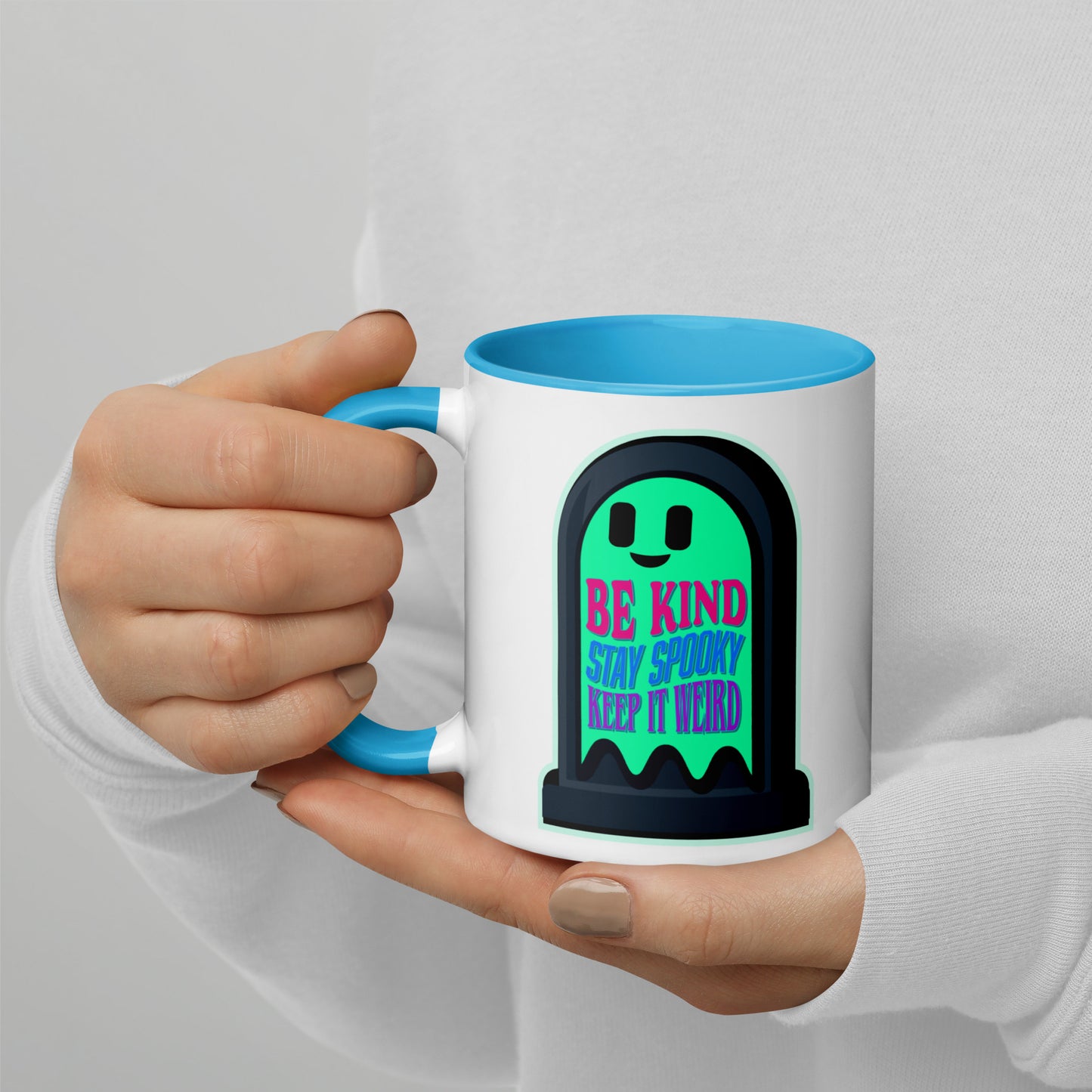 Be Kind Stay Spooky Keep It Weird Mug with Color Inside