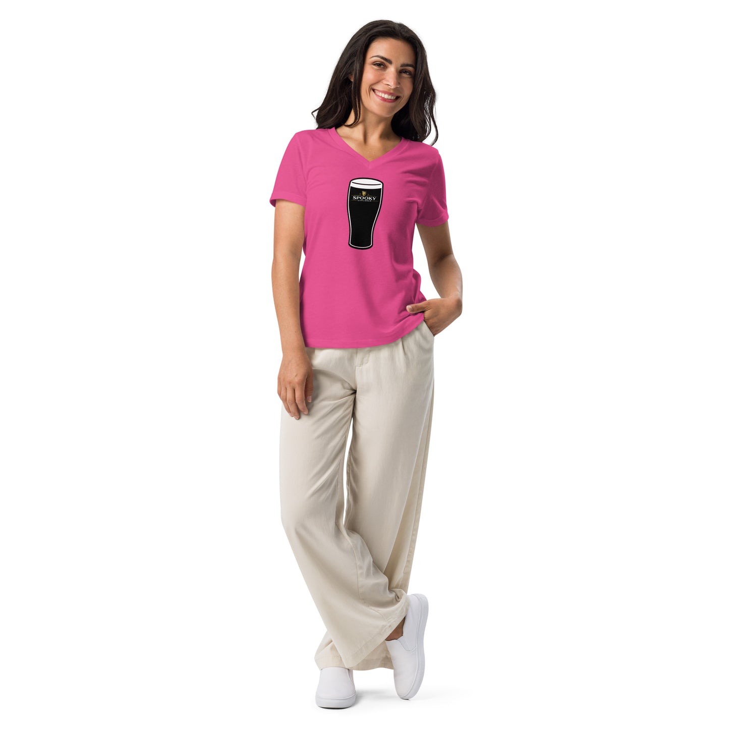 Spooky Explorer Irish Pint Women’s relaxed v-neck t-shirt