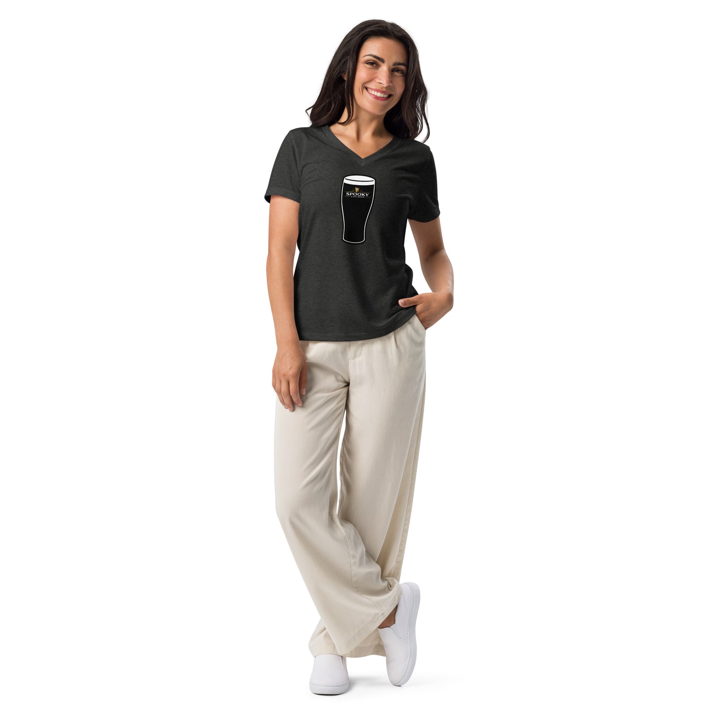 Spooky Explorer Irish Pint Women’s relaxed v-neck t-shirt