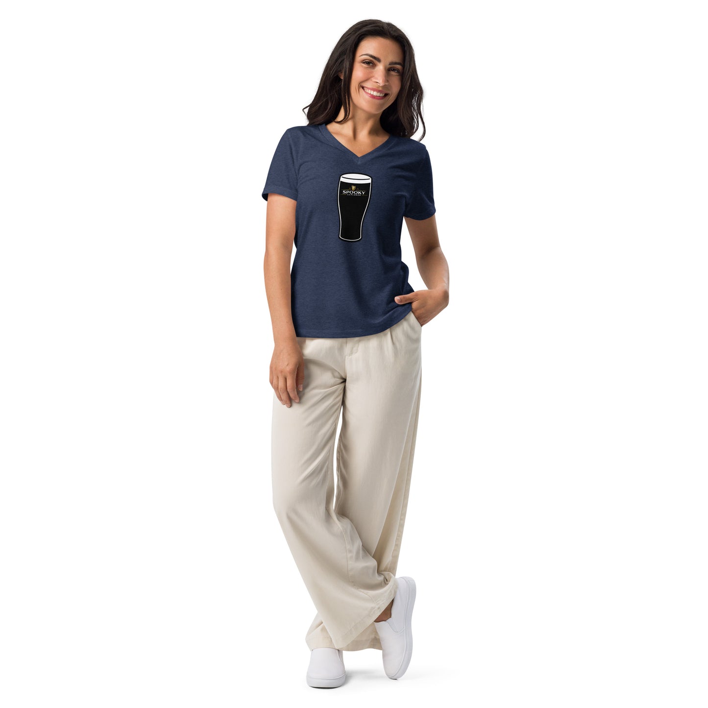 Spooky Explorer Irish Pint Women’s relaxed v-neck t-shirt