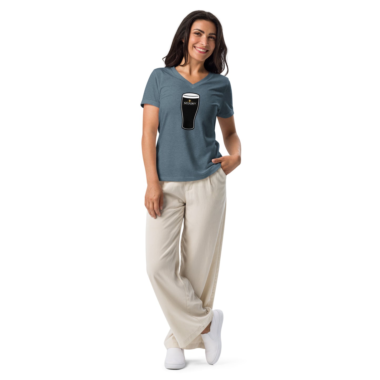 Spooky Explorer Irish Pint Women’s relaxed v-neck t-shirt