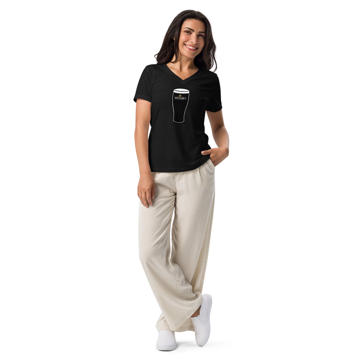 Spooky Explorer Irish Pint Women’s relaxed v-neck t-shirt