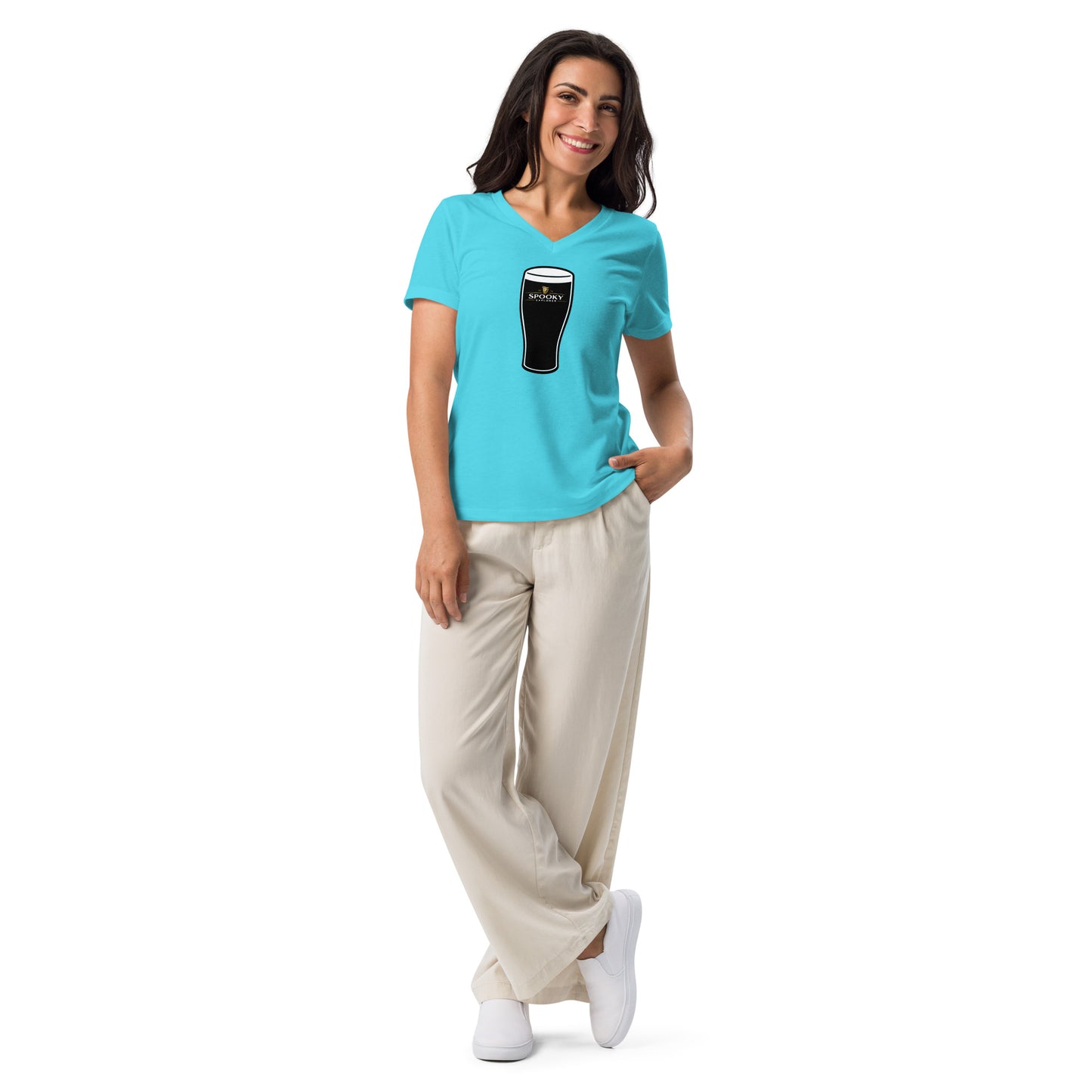 Spooky Explorer Irish Pint Women’s relaxed v-neck t-shirt